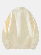 Men's Geometric Jacquard Polo Sweatshirt in cream, Relaxed Fit Diamond Pattern
