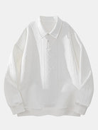 Men's Geometric Jacquard Polo Sweatshirt in white, Relaxed Fit Diamond Pattern