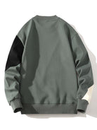 Men's Geometric Patchwork Crew Neck Sweatshirt – Relaxed Fit