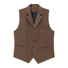 Men's Herringbone Tailored Waistcoat - Classic V-Neck