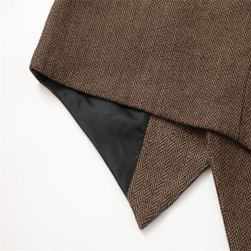 Men's Herringbone Tailored Waistcoat - Classic V-Neck
