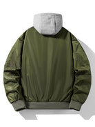Men's Hooded Bomber Jacket – Contrast Lining Zip-Up