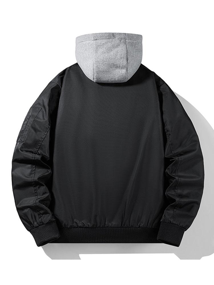 Men's Hooded Bomber Jacket – Contrast Lining Zip-Up