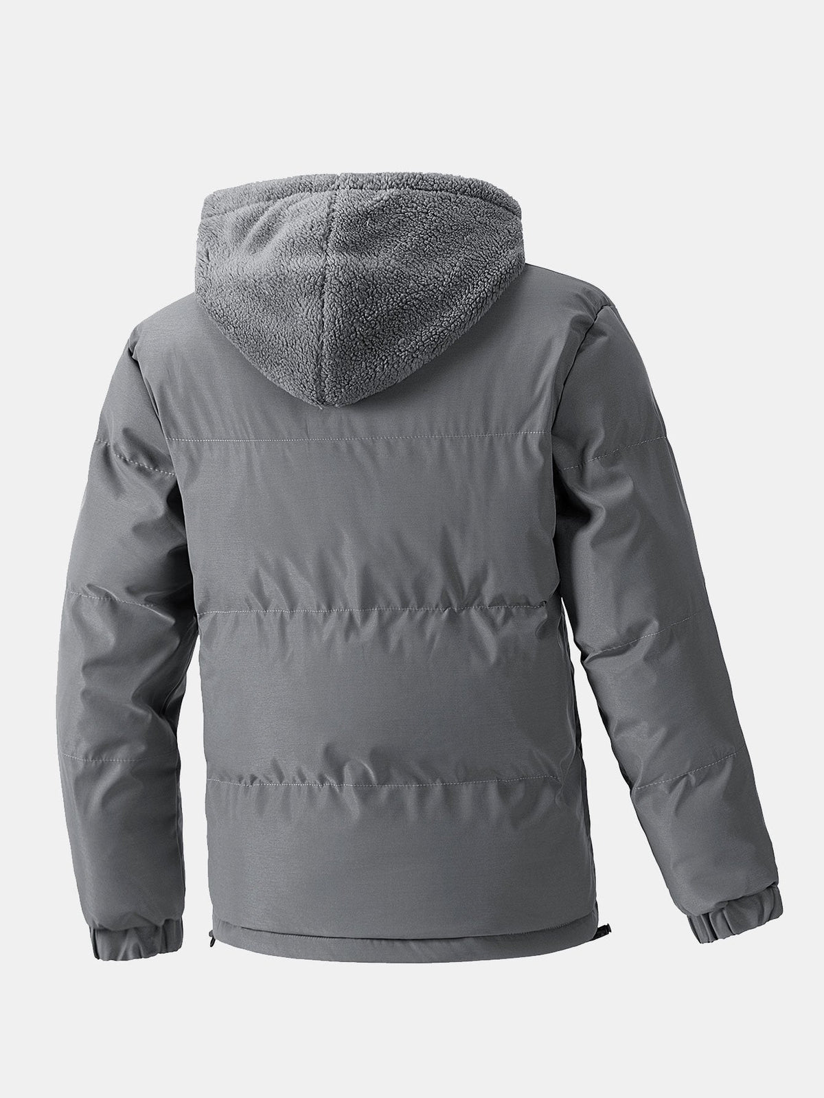 Men's Hooded Puffer Jacket with Teddy Fleece Lining – Winter Warmth