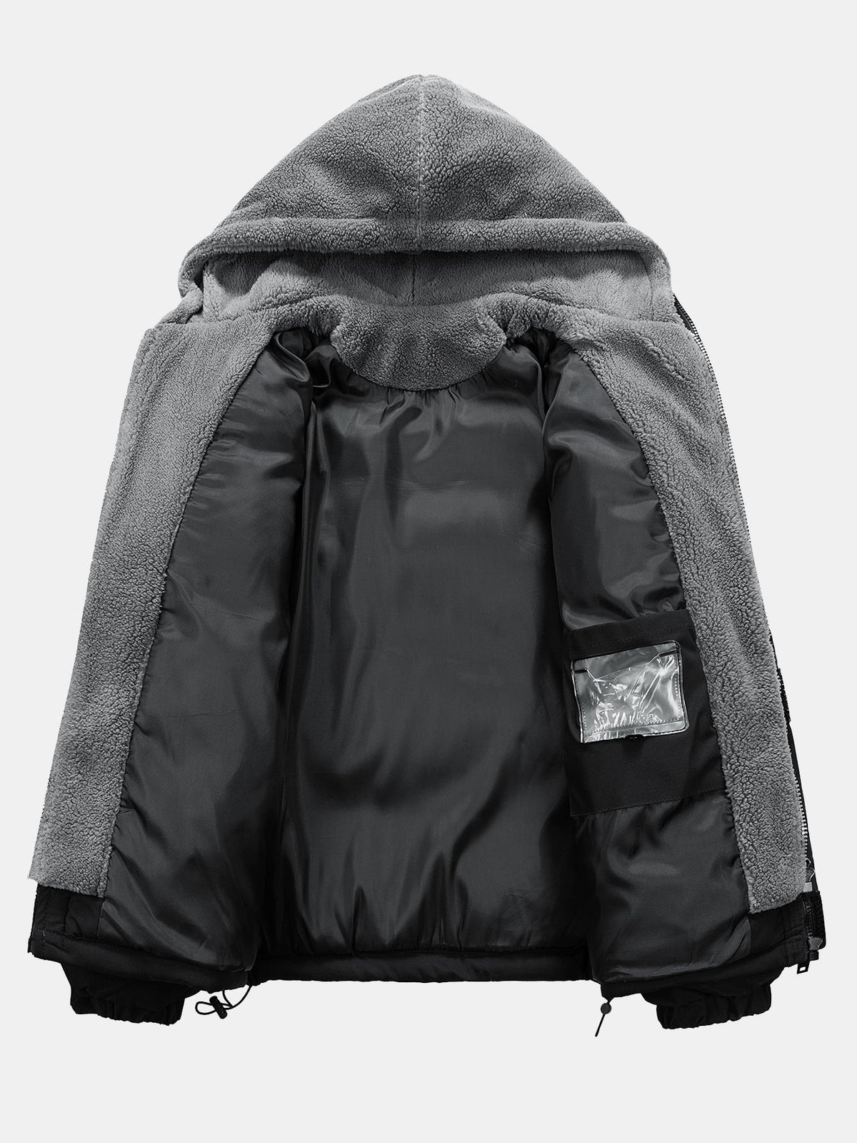 Men's Hooded Puffer Jacket with Teddy Fleece Lining – Winter Warmth