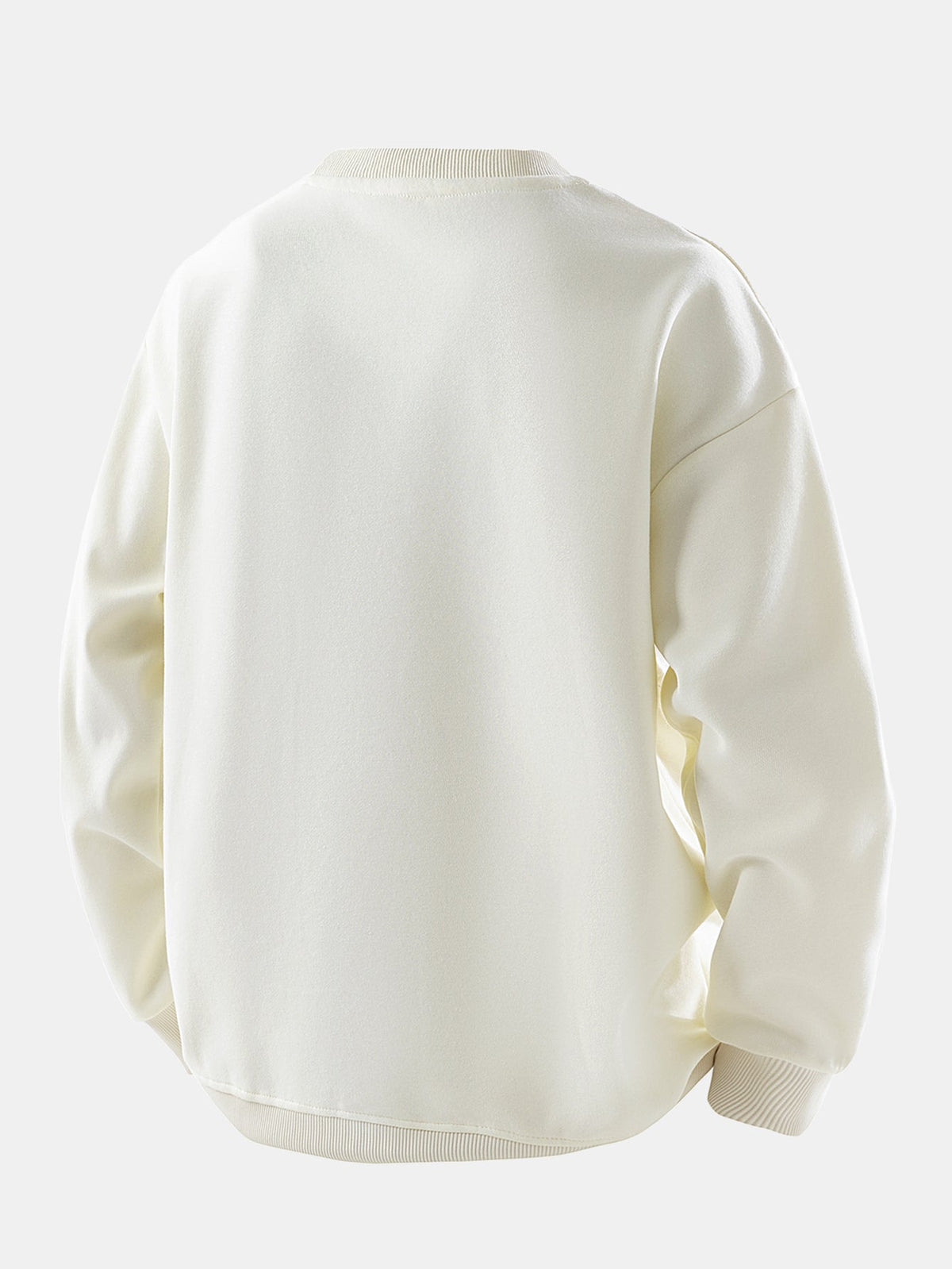 Men's Jacquard Panel Sweatshirt - Relaxed Crew Neck Pullover