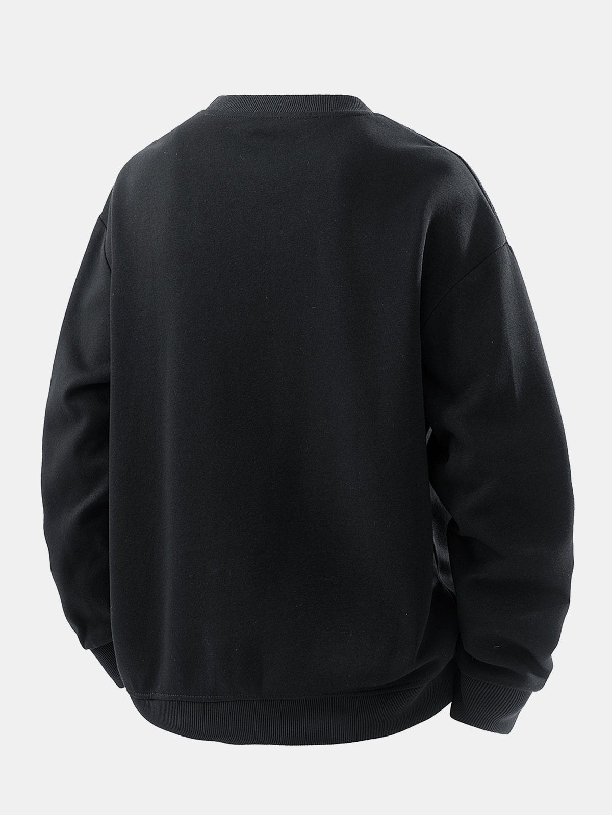 Men's Jacquard Panel Sweatshirt - Relaxed Crew Neck Pullover