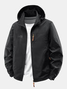 Men's Lightweight Nylon Windbreaker Jacket – Relaxed Fit Zip-Up - Black