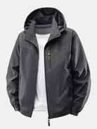 Men's Lightweight Nylon Windbreaker Jacket – Relaxed Fit Zip-Up - Grey