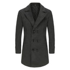 Men's Long Double Breasted Winter Coat in grey, Tailored Fit