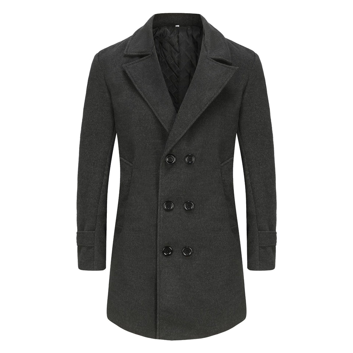 Men's Long Double Breasted Winter Coat in grey, Tailored Fit