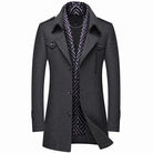 Men's Long Winter Coat with Quilted Lining – Tailored Smart - Grey