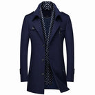 Men's Long Winter Coat with Quilted Lining – Tailored Smart - Navy