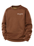 Men's Milano Print Teddy Fleece Sweatshirt – Crew Neck Regular Fit - Brown
