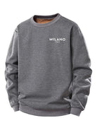 Men's Milano Print Teddy Fleece Sweatshirt – Crew Neck Regular Fit - Grey