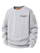 Men's Milano Print Teddy Fleece Sweatshirt – Crew Neck Regular Fit - Light Grey