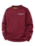 Men's Milano Print Teddy Fleece Sweatshirt – Crew Neck Regular Fit - Wine Red