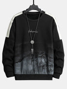 Men's Mountain Graphic Crew Neck Sweatshirt – Relaxed Fit Streetwear - Black