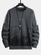 Men's Mountain Graphic Crew Neck Sweatshirt – Relaxed Fit Streetwear - Dark Grey