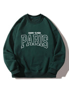 Men's Paris Graphic Print Sweatshirt – Relaxed Fit Crew Neck - Dark Green