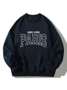 Men's Paris Graphic Print Sweatshirt – Relaxed Fit Crew Neck - Navy