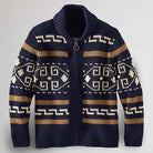 Men's Patterned Zip Cardigan - Navy