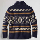 Men's Patterned Zip Cardigan - Navy