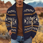 Men's Patterned Zip Cardigan in navy, Navy