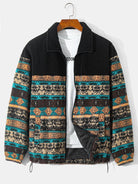 Men's Printed Teddy Fleece Zip-Up Jacket in black, Relaxed Fit