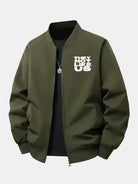 Men's Printed Zip-Up Bomber Jacket – Relaxed Fit Streetwear - Dark Green