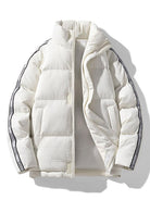 Men's Quilted Puffer Jacket with Stand Collar – Winter Warmth - White