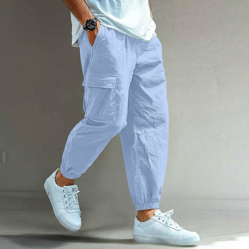 Men's Relaxed Cargo Pants in blue, Comfortable Everyday Wear