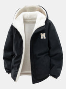 Men's Reversible Corduroy Hooded Jacket – Relaxed Fit - Black
