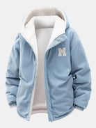 Men's Reversible Corduroy Hooded Jacket – Relaxed Fit - Light Blue