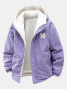 Men's Reversible Corduroy Hooded Jacket – Relaxed Fit - Light Purple