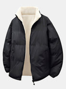 Men's Reversible Teddy Fleece Puffer Jacket – Relaxed Fit - Black