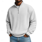 Men's Ribbed Quarter-Zip Pullover - Relaxed Comfort Layer