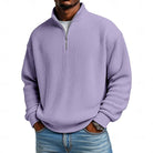 Men's Ribbed Quarter-Zip Pullover - Relaxed Comfort Layer