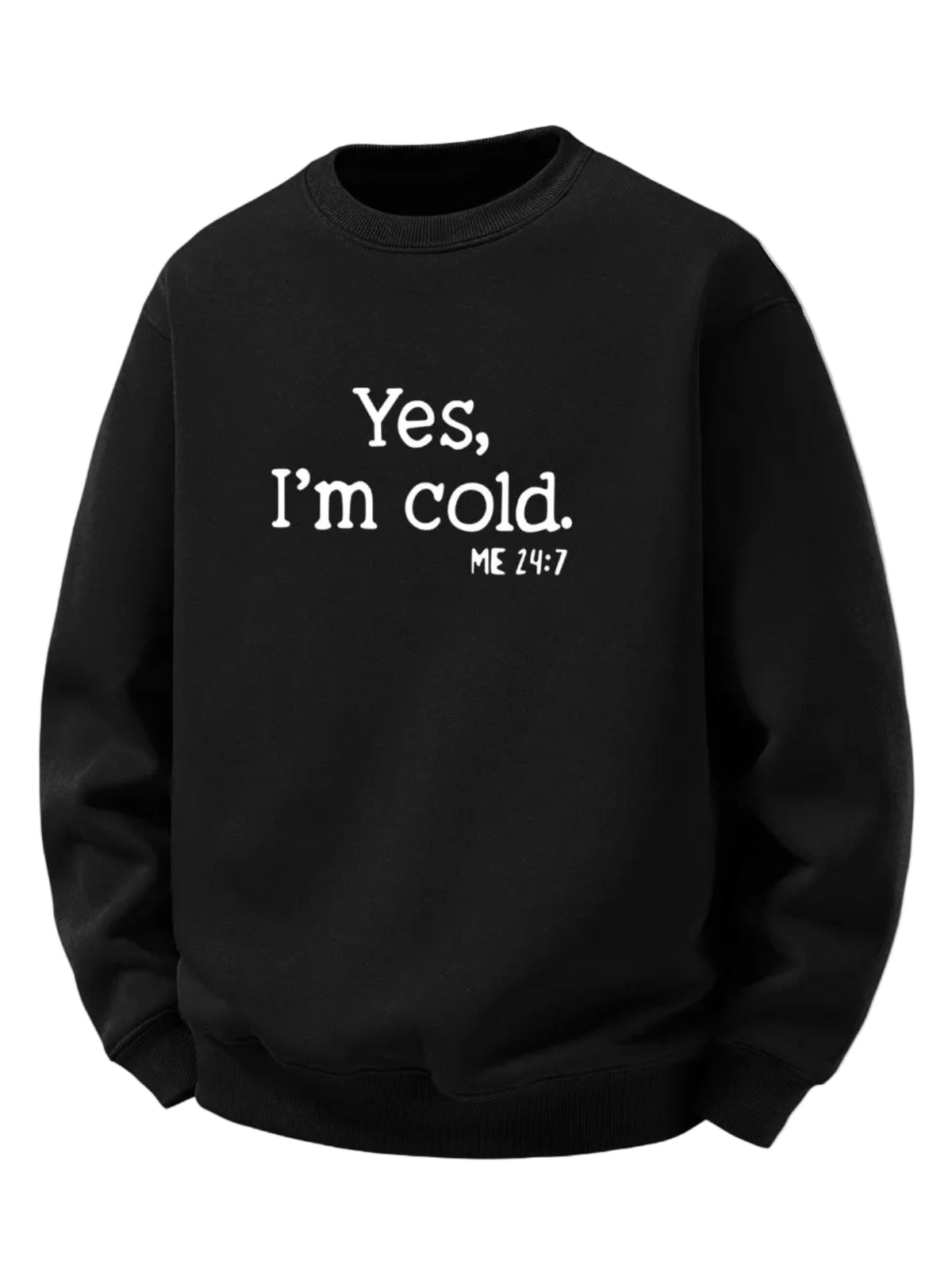 Men's Sherpa Fleece Sweatshirt – Relaxed Crew Neck Printed Pullover - Black
