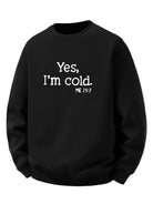 Men's Sherpa Fleece Sweatshirt – Relaxed Crew Neck Printed Pullover - Black