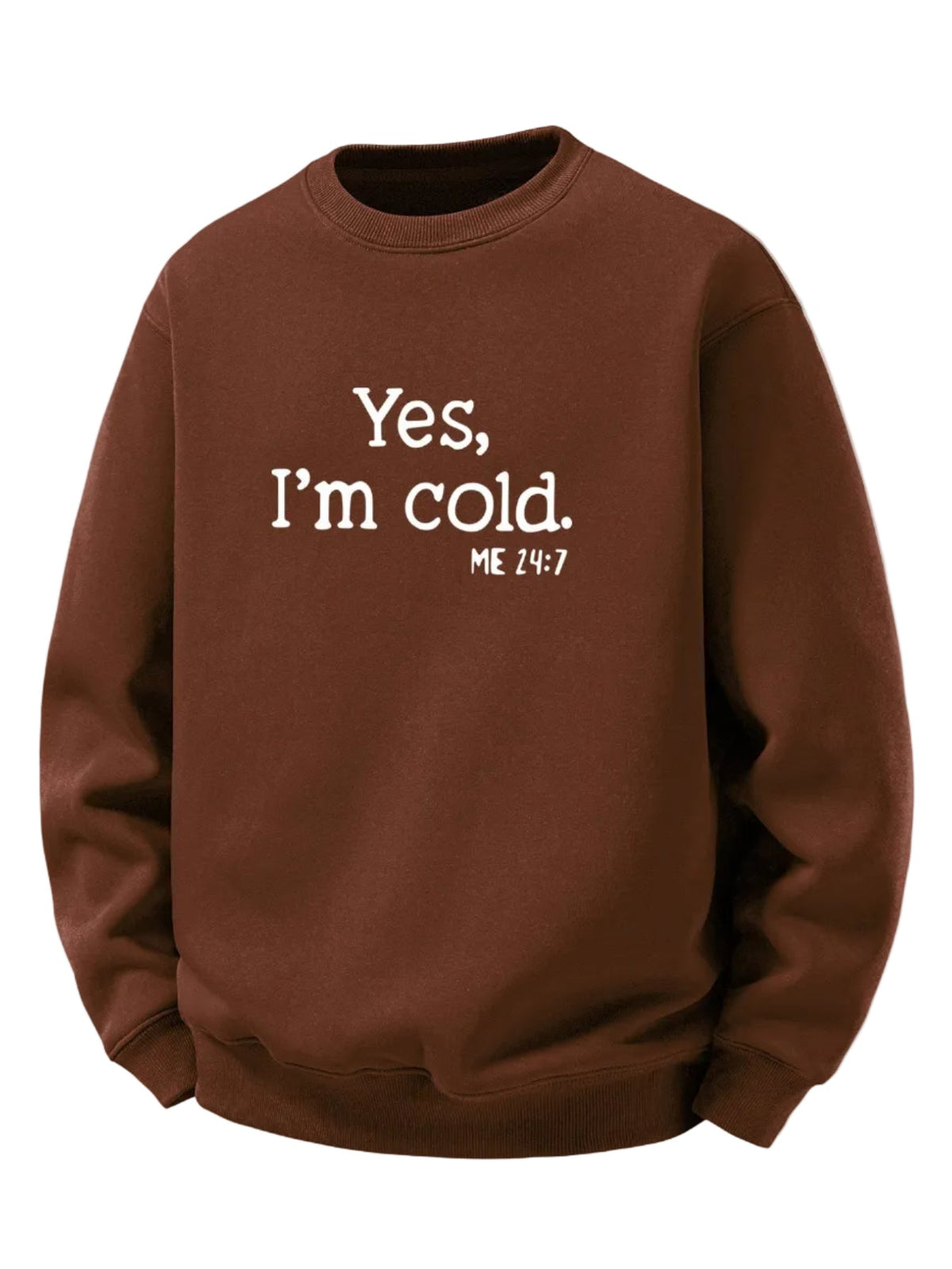 Men's Sherpa Fleece Sweatshirt – Relaxed Crew Neck Printed Pullover - Brown