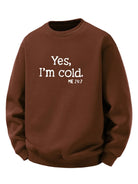 Men's Sherpa Fleece Sweatshirt – Relaxed Crew Neck Printed Pullover - Brown