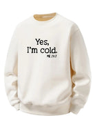 Men's Sherpa Fleece Sweatshirt – Relaxed Crew Neck Printed Pullover - Cream