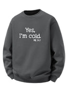 Men's Sherpa Fleece Sweatshirt – Relaxed Crew Neck Printed Pullover - Grey