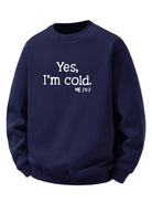 Men's Sherpa Fleece Sweatshirt – Relaxed Crew Neck Printed Pullover - Navy