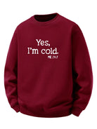 Men's Sherpa Fleece Sweatshirt – Relaxed Crew Neck Printed Pullover - Wine Red