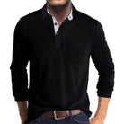 Men's Slim Fit Polo Shirt in black, Long Sleeve Casual