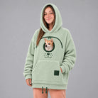 Men's Small Dog Pouch Hoodie in sage green, Hands-Free Pet Carrier