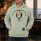 Men's Small Dog Pouch Hoodie in sage green, Hands-Free Pet Carrier