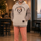 Men's Small Dog Pouch Hoodie in taupe beige, Hands-Free Pet Carrier